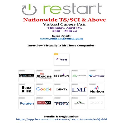 reStartEvents April 17th Nationwide TS:SCI & Above Employer Directory.pdf