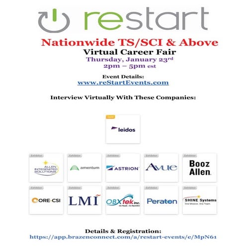 reStartEvents January 23rd TS:SCI & Above Employer Directory.pdf