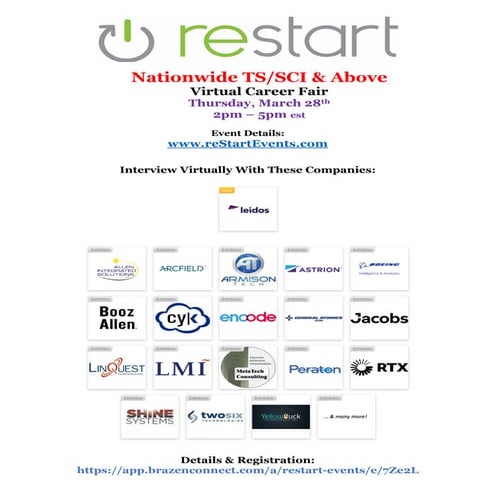 reStartEvents March 28th TS/SCI & Above Employer Directory.pdf