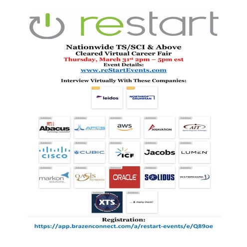 reStartEvents TS/SCI & Above Employer Directory 3/31