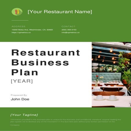 Restaurant business plan template