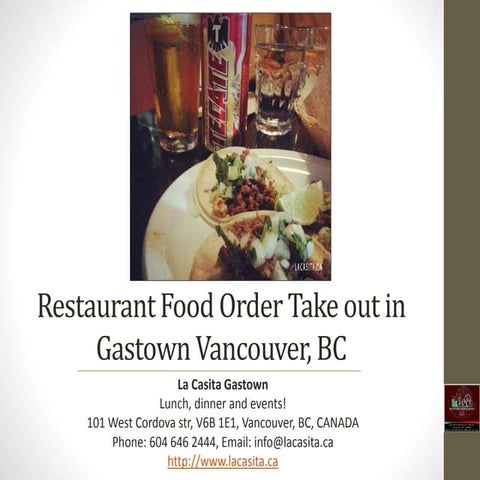 Restaurant Food Order Take Out in Downtown Vancouver BC