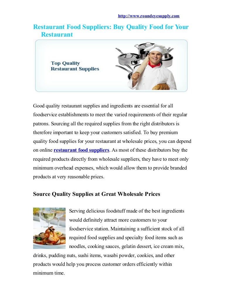 Restaurant Food Suppliers Buy Quality Food for Your Restaurant