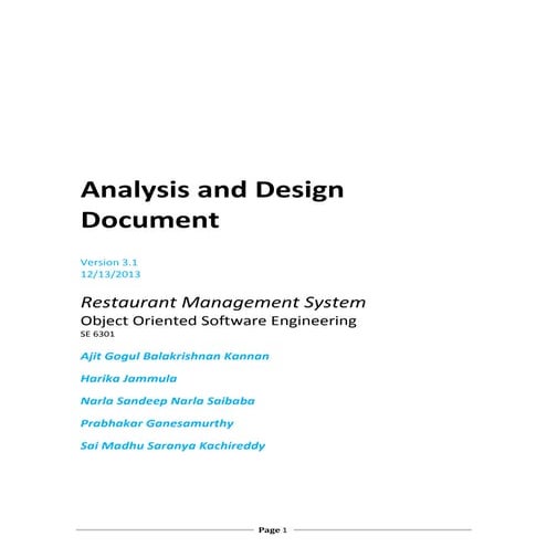 Restaurant automation analysis&designdoc_v3.1