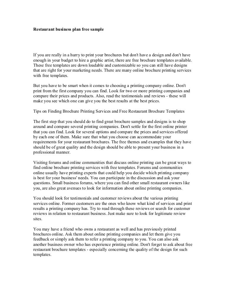 Business Plan for a Restaurant business plan for an african restaurant