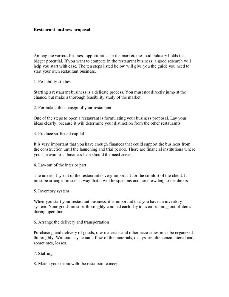 Restaurant business proposal