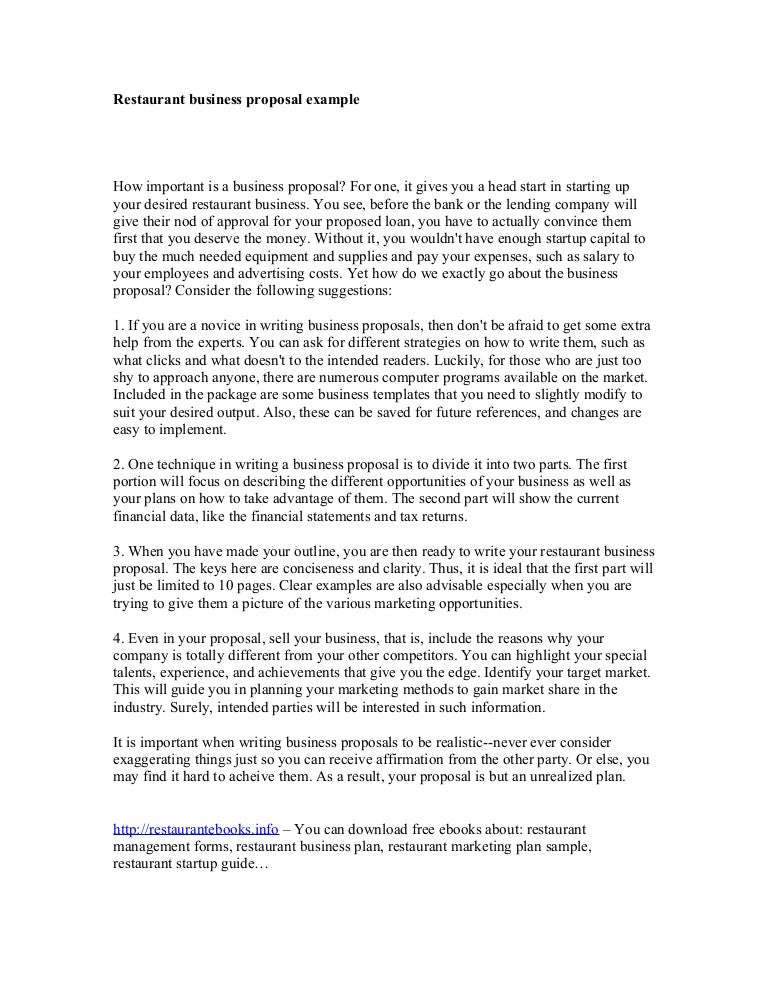 Restaurant Business Proposal Example