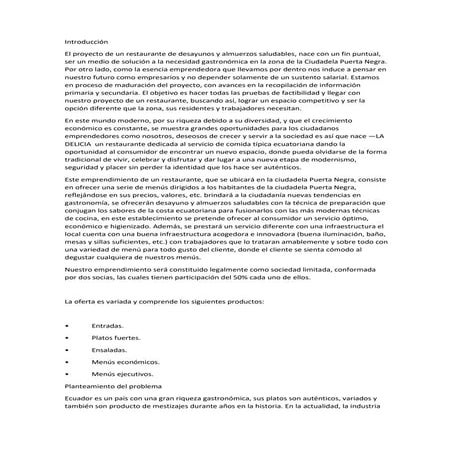 ESTUDIO DE CASO DE UN RESTAURANTE DE COMIDA