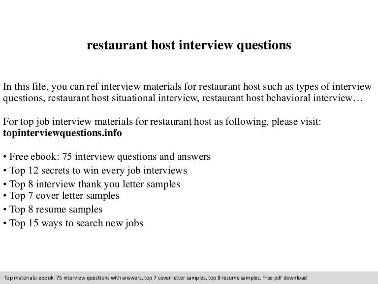restaurant job interview questions
