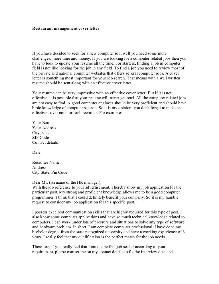 computer cover letters