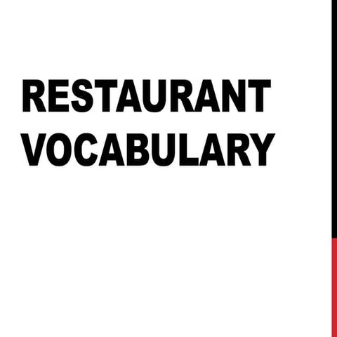 Restaurant Vocabulary