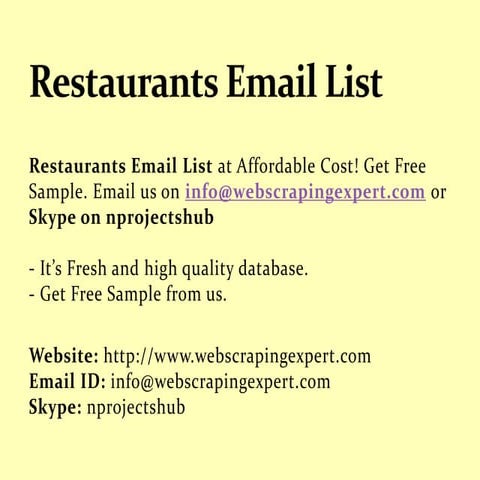 Restaurants Email List
