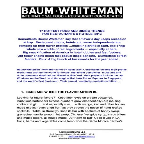 Restaurant trends 2013