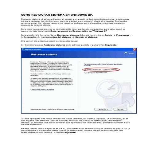 Restaurar sistema en windows xp