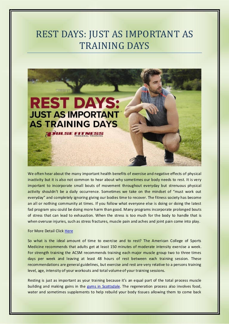 Rest Days Just As Important As Training Days