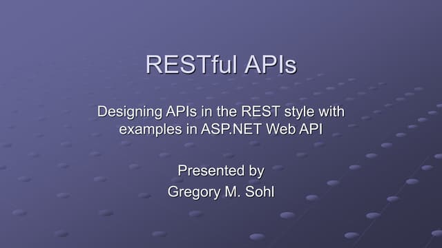 RESTful APIs in .NET