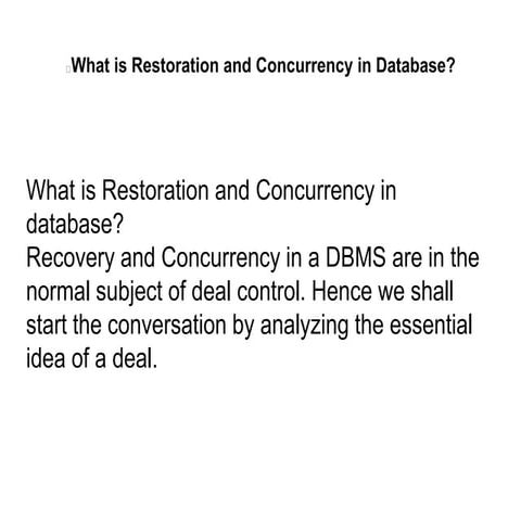 Restoration and-concurrency-database