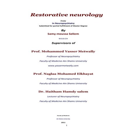 Thesis section: Restorative neurology