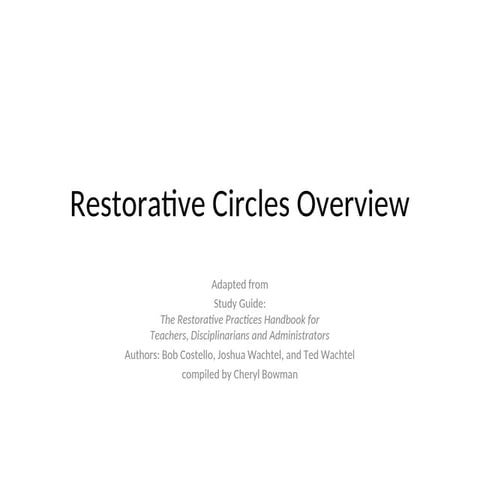 Restorative Circles in Education: Building Community and Resolving ...