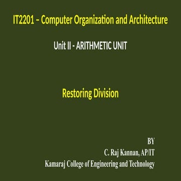 Restoring Division Computer oragaiztions | PPTX