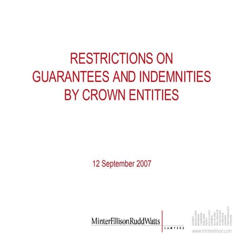 Restrictions On Guarantees And Indemnities By Crown Entities