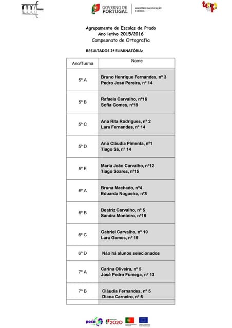 2ª eliminatória C.O. 2016