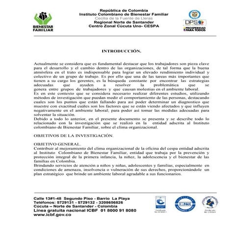 Resultados clima laboral actual icbf