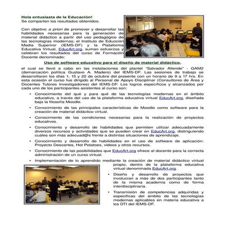 Resultados del Curso de Formación Docente IEMS-DF