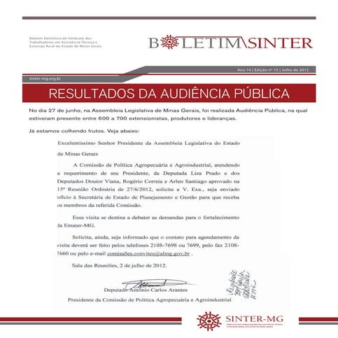 Resultados da audiencia publica