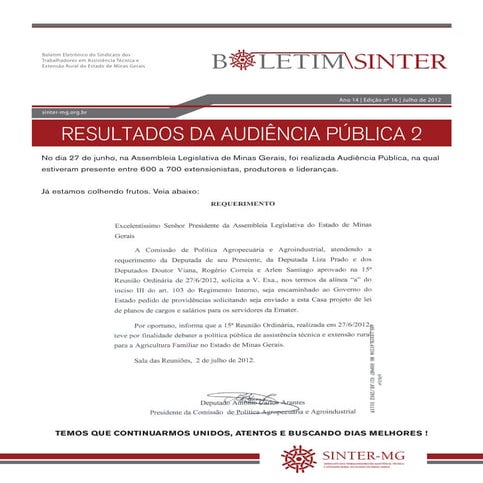 Resultados da Audiência Pública 2