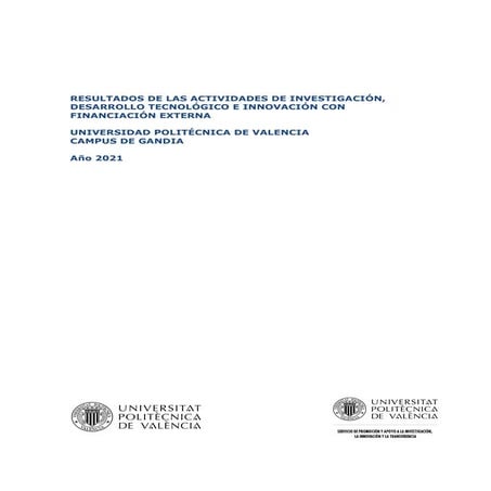 Resultados de las actividades de I+D+i del Campus de Gandia 2021