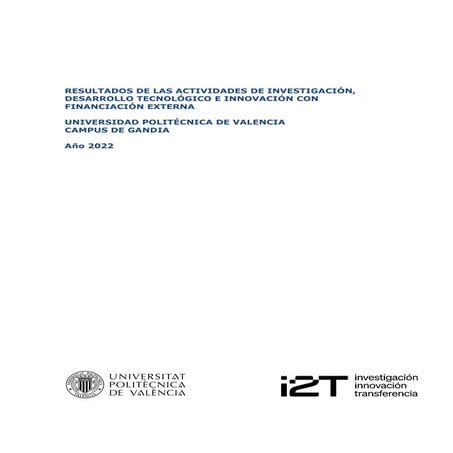 Resultados de las Actividades de I+D+i del Campus de Gandia 2022