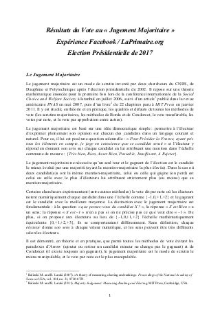 L'élection présidentielle au Jugement Majoritaire : Les résultats
