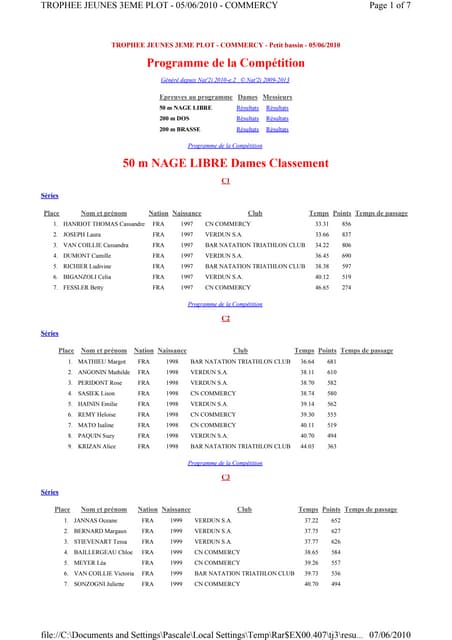 Resultats tj3 5 juin  commercy