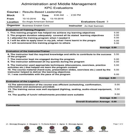Results-Based Leadership 10-13 october 2016 | PDF