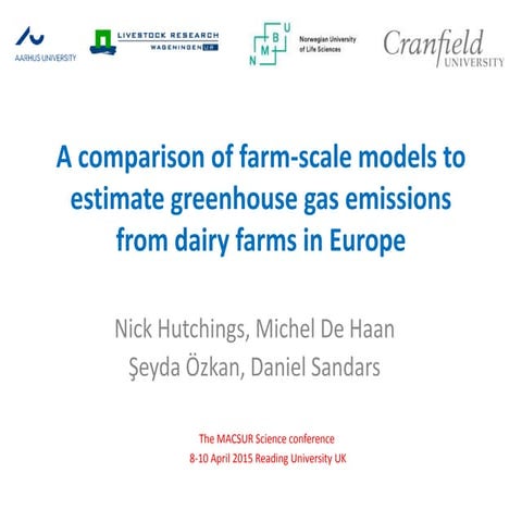 A comparison of farm-scale models to estimate greenhouse gas emissions from d...