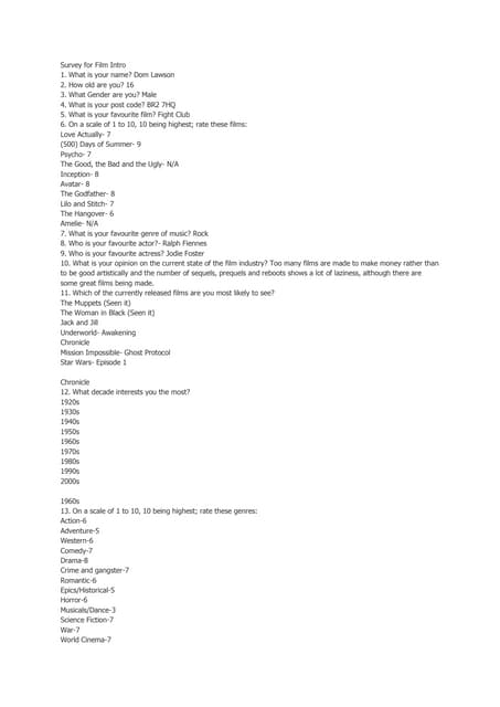 Results for survey