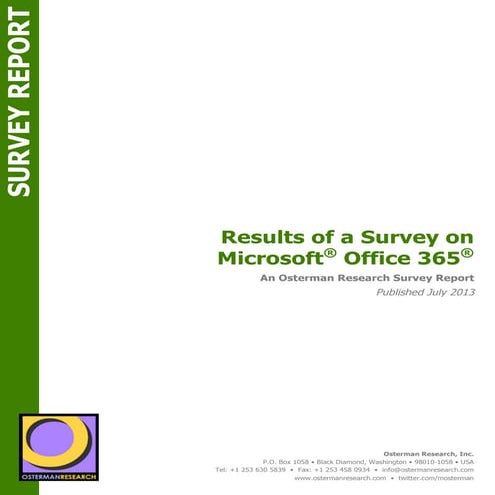 Survey Report: Results of a Survey on Microsoft Office 365