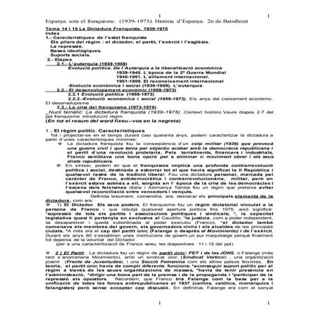 Resum del franquisme