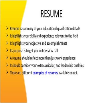 Resume ppt for Free