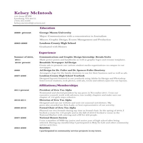 Kelsey M. Resume