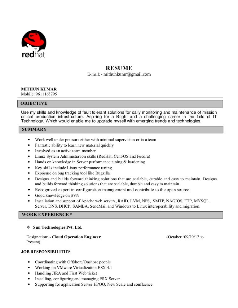 linux resume format