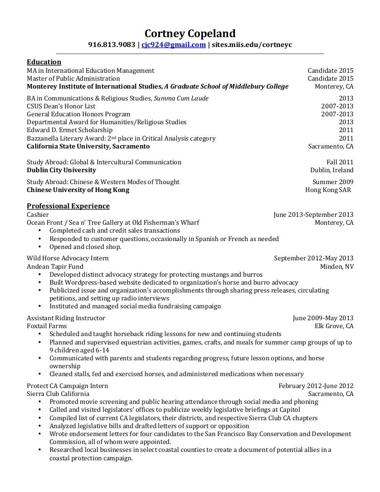 Additional coursework on resume education