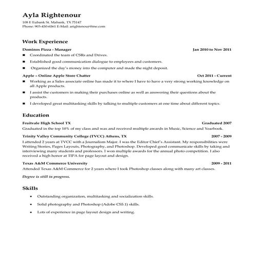 Samples of good resumes | PDF