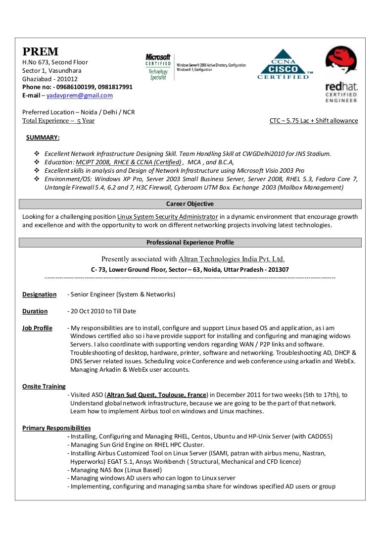 resume linux resume format
