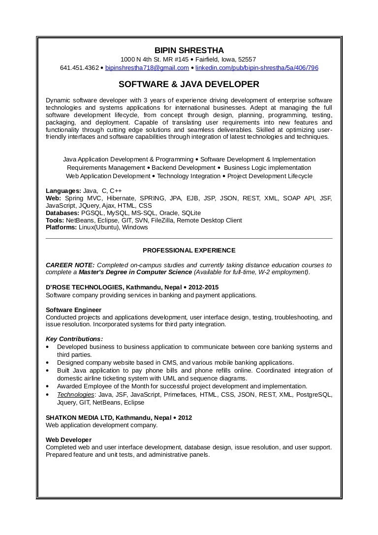 resume Java Spring Resume resume