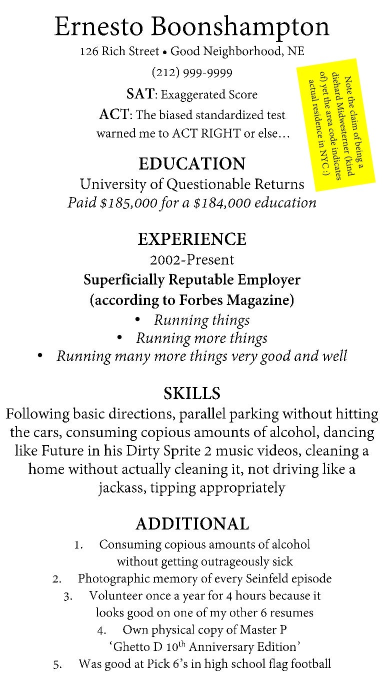 Resume Of A Mythical Person