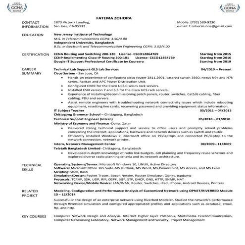 Resume.Fatema Zohora