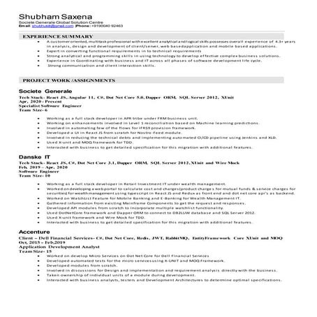 Shubham's Resume
