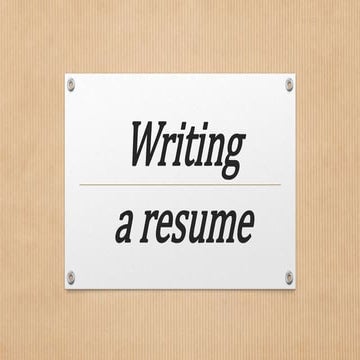 Resume Lesson on reading and writing for grade 11
